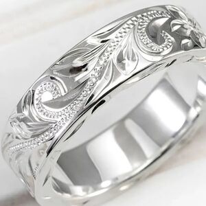 New RING Silver Plated Hand Carved Leaf BAROQUE Ring sz 7